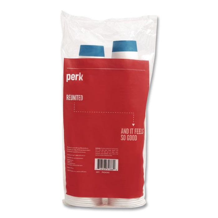 Paper Hot Cup and Plastic Dome Lid Combo, 12 oz, White/Blue, 500/Carton