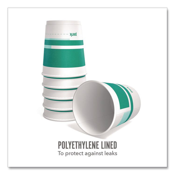 Insulated Paper Hot Cups, 10 oz, White/Teal, 480/Carton