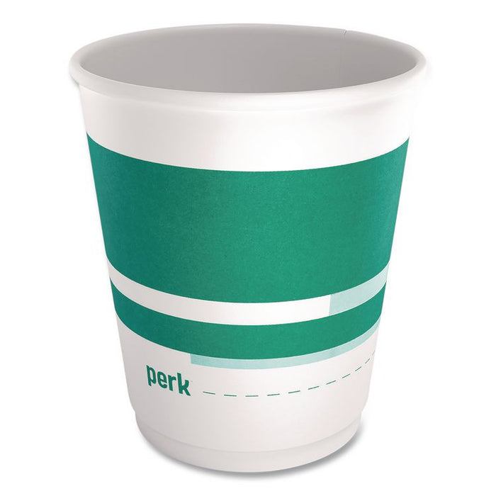 Insulated Paper Hot Cups, 10 oz, White/Teal, 480/Carton