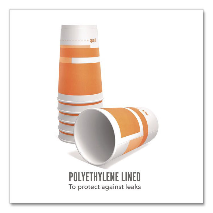 Insulated Paper Hot Cups, 16 oz, White/Orange, 360/Carton