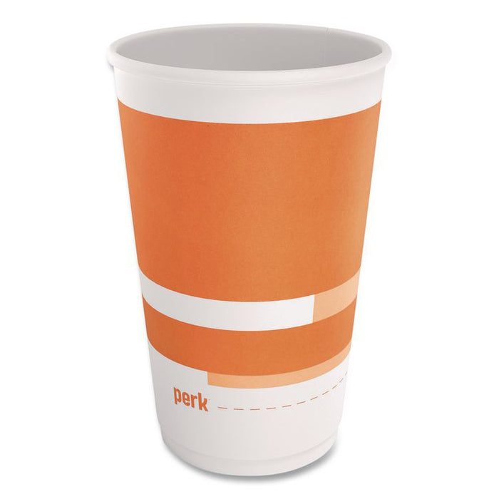 Insulated Paper Hot Cups, 16 oz, White/Orange, 360/Carton