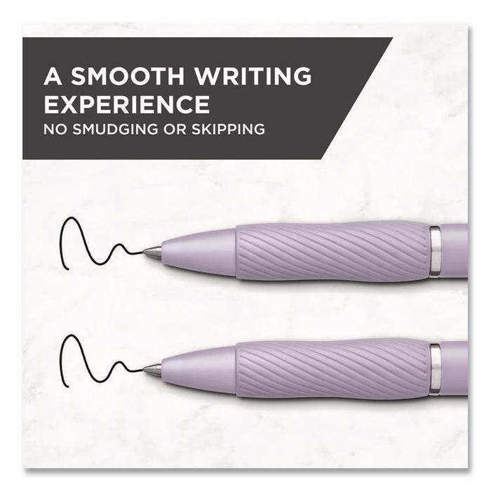 S-Gel Fashion Barrel Gel Pen, Retractable, Medium 0.7 mm, Black Ink, Violet Barrel, 4/Pack