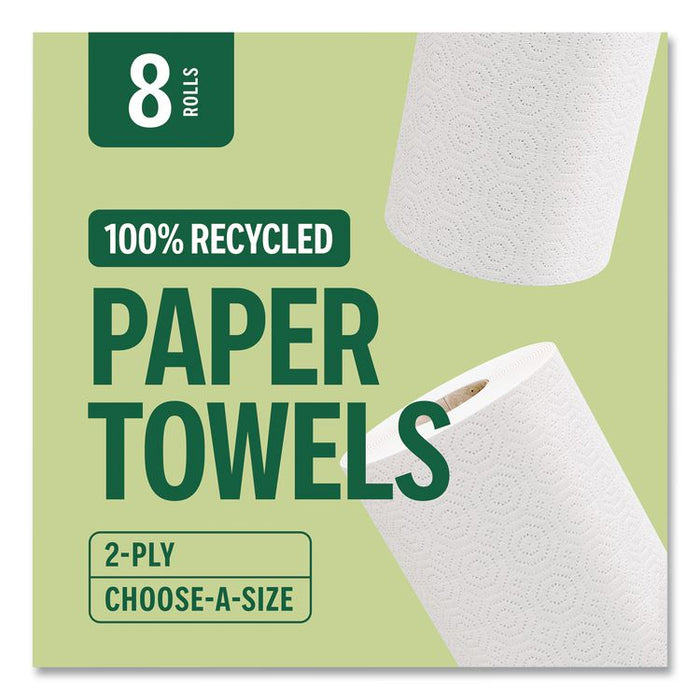 Eco Recycled Paper Towels, 2-Ply, 11 x 5.9, White, 156 Sheets/Roll, 8 Rolls/Pack