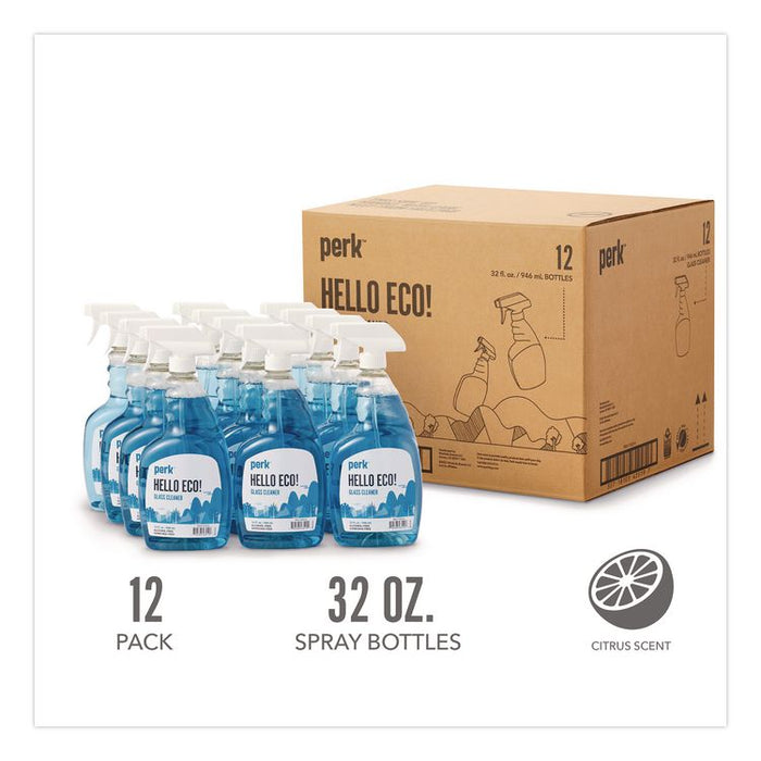 Hello Eco Glass Cleaner, 32 oz Spray Bottle, 12/Carton
