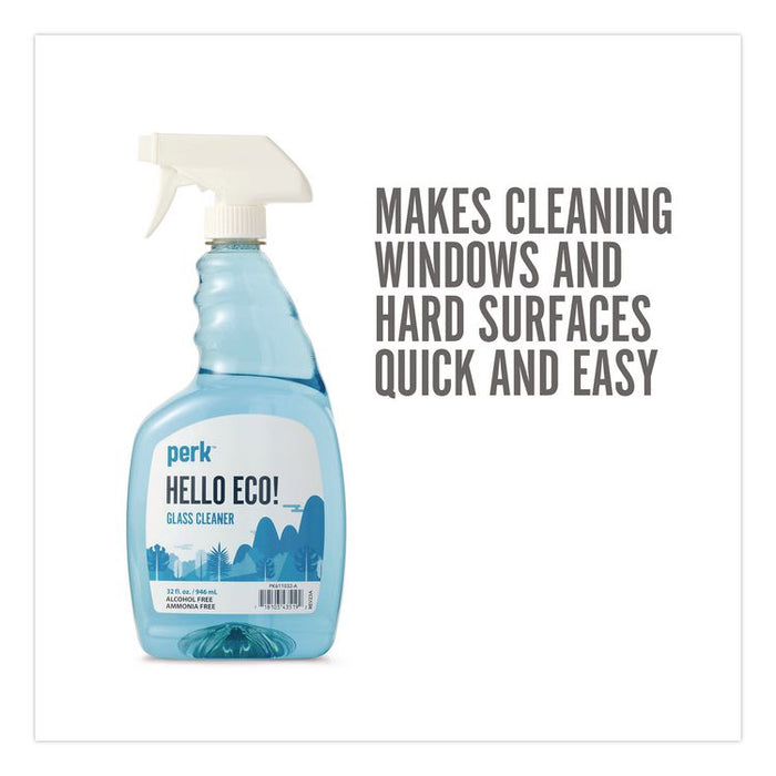 Hello Eco Glass Cleaner, 32 oz Spray Bottle, 12/Carton