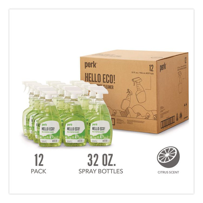 Hello Eco Multi-Purpose Cleaner, 32 oz Spray Bottle, 12/Carton