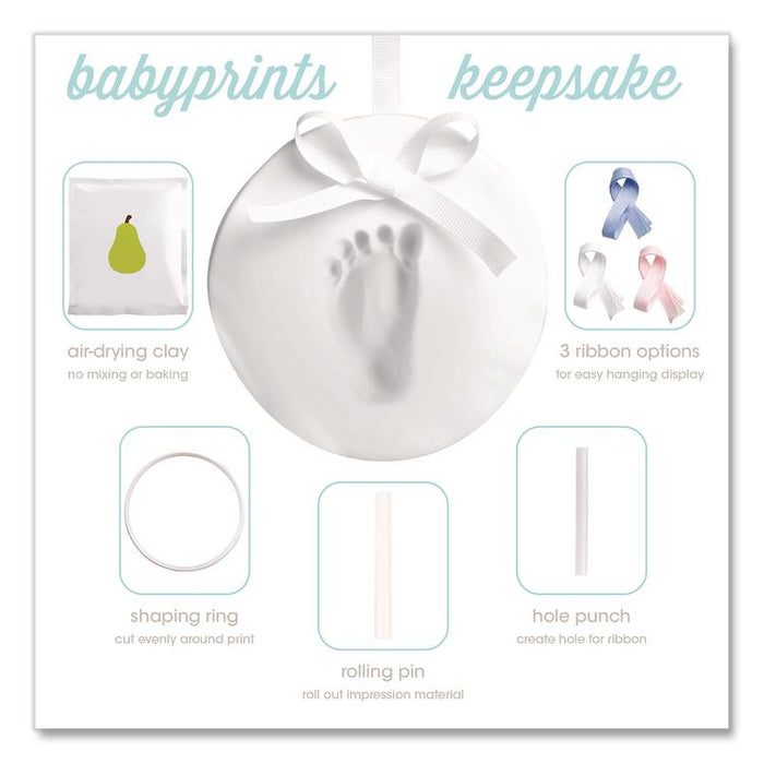 Babyprints Handprint or Footprint Keepsake Ornament Kit, 100% Baby Safe Impression Material/Shaping Ring/Ribbon/Pin