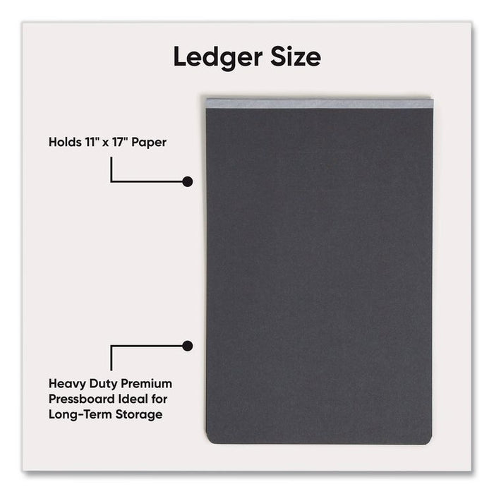 Prong Fastener Premium Pressboard Report Cover, Two-Piece Prong Fastener, 3" Capacity, 11 x 17, Black/Black, 10/Box