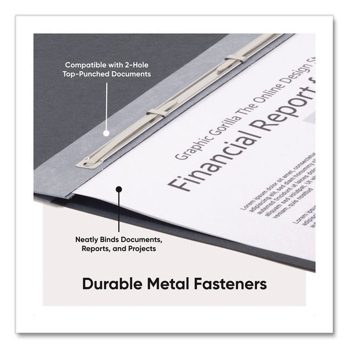 Prong Fastener Premium Pressboard Report Cover, Two-Piece Prong Fastener, 3" Capacity, 11 x 17, Black/Black, 10/Box