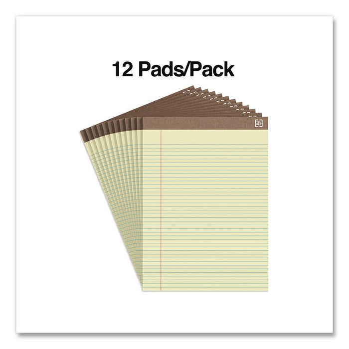100% Recycled Notepads, Narrow Rule, (50) Canary Yellow 8.5 x 11 Sheets, Dozen