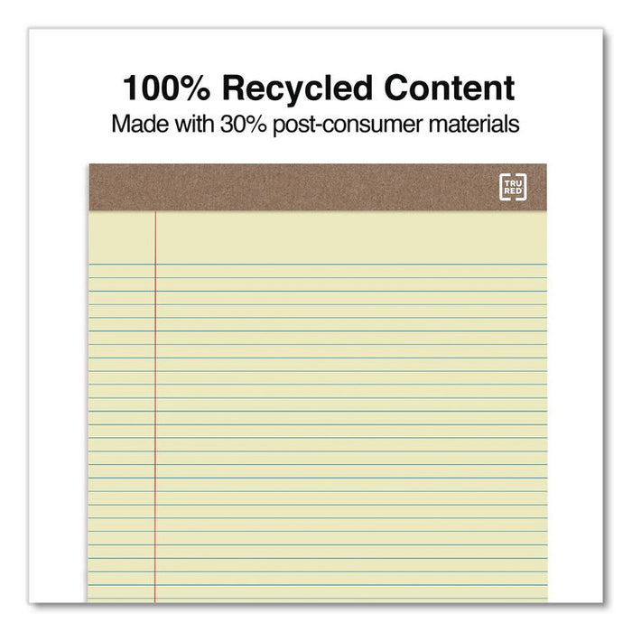 100% Recycled Notepads, Narrow Rule, (50) Canary Yellow 8.5 x 11 Sheets, Dozen