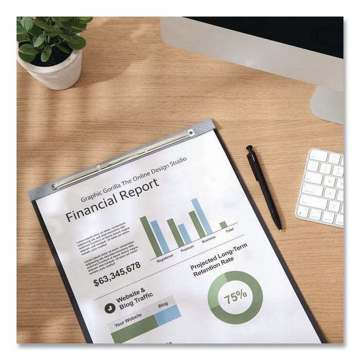 Prong Fastener Premium Pressboard Report Cover, Two-Piece Prong Fastener, 3" Capacity, 11 x 17, Black/Black, 10/Box