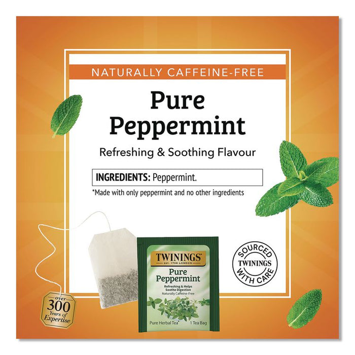 Tea Bags, Pure Peppermint, 0.07 oz Tea Bag, 50/Box