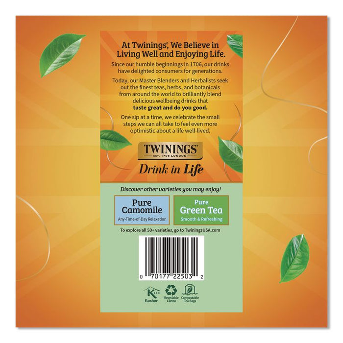 Tea Bags, Pure Peppermint, 0.07 oz Tea Bag, 50/Box