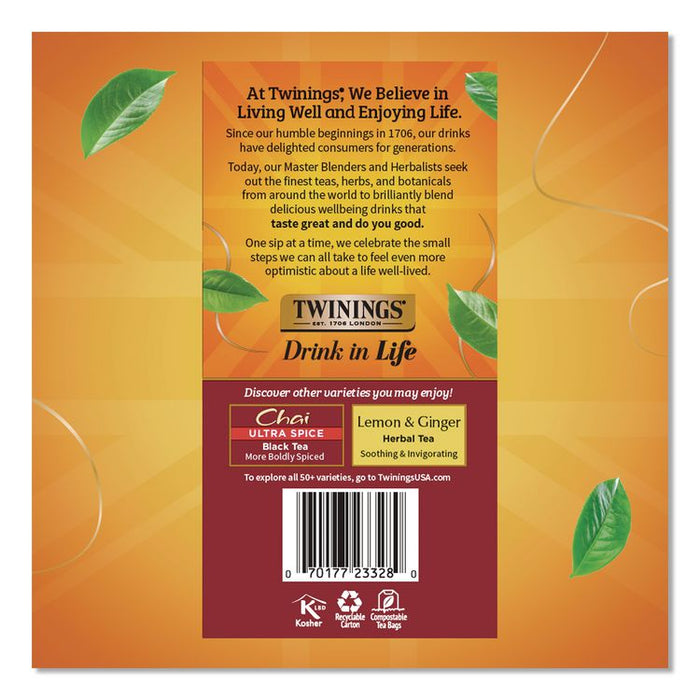 Tea Bags, Chai Black Tea, 0.07 oz Tea Bag, 50/Box
