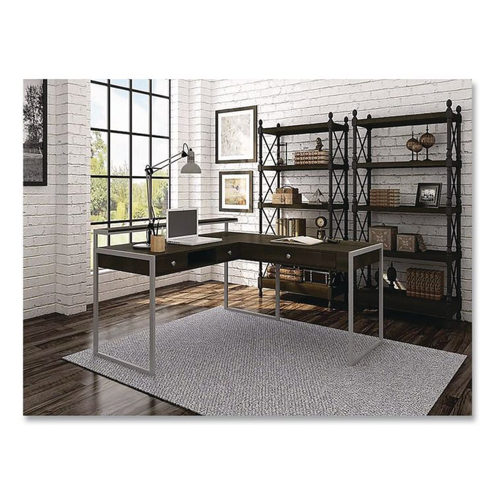 Asherton L-Shaped Corner Desk, 60" x 60" x 35.88" (Left) and 30" (Right), Fawn Aged Oak/Titanium