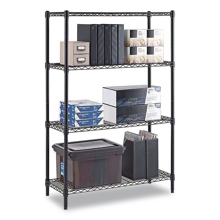 4-Shelf Wire Shelving Unit, 36w x 14d x 54h, Black
