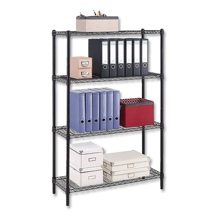 4-Shelf Wire Shelving Unit, 36w x 14d x 54h, Black