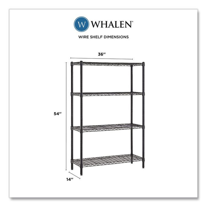 4-Shelf Wire Shelving Unit, 36w x 14d x 54h, Black