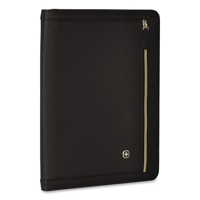 Amelie Polyester Padfolio with Zipper Closure, 8.5 x 11 Pad, 10.2 x 13, Zipper Closure, Black