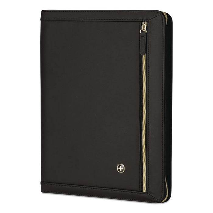 Amelie Polyester Padfolio with Zipper Closure, 8.5 x 11 Pad, 10.2 x 13, Zipper Closure, Black