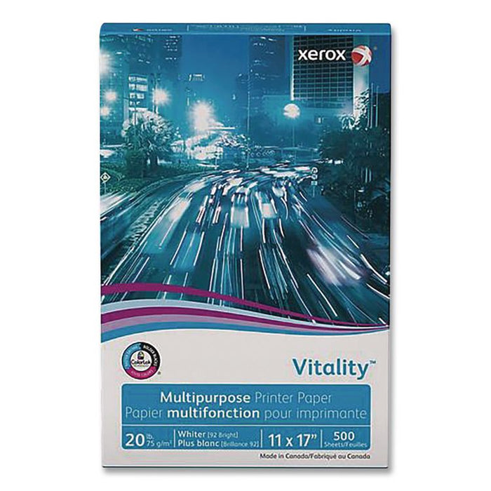 Vitality Multipurpose Printer Paper, 92 Bright, 20 lb Bond Weight, 11 x 17, White, 500 Sheets/Reams, 5 Reams/Carton
