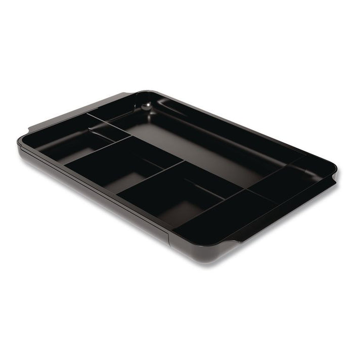 Seven-Compartment Expandable Plastic Drawer Organizer, 12.8 x 8.5 x 1.34, Black