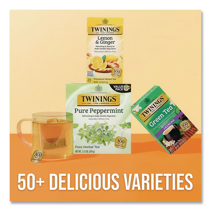 Tea Bags, Lemon and Ginger, 1.32 oz Tea Bag, 25 Tea Bags/Box