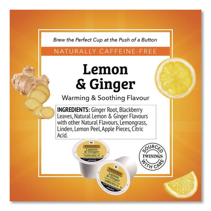 Tea K-Cups, Lemon Ginger, 0.11 oz K-Cups, 24/Box