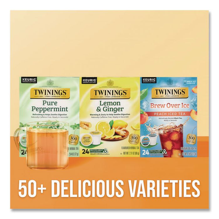 Tea K-Cups, Lemon Ginger, 0.11 oz K-Cups, 24/Box