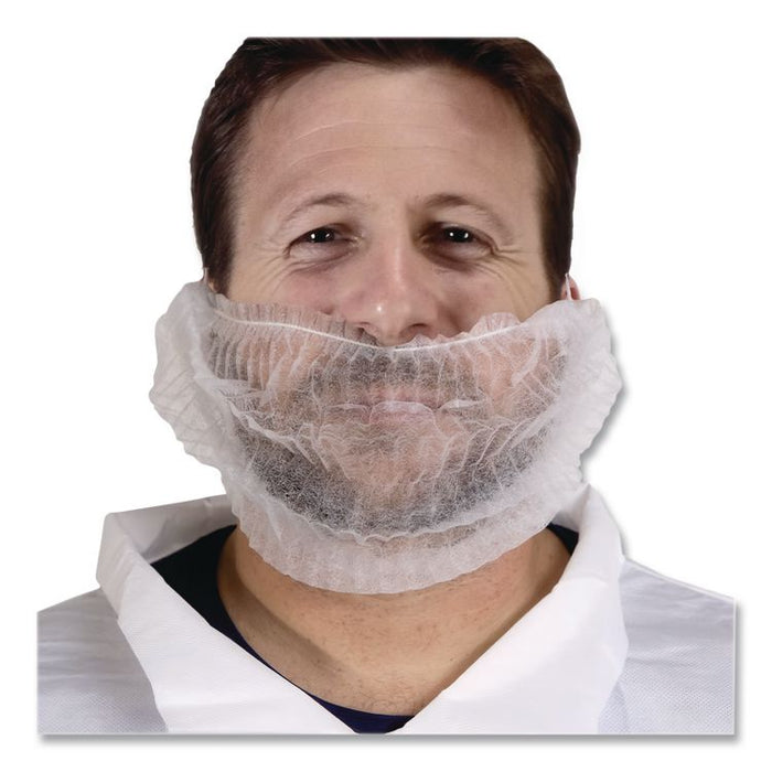 BRD Series Polypropylene Beard Nets, One Size Fits Most, White, 100/Pack, 10 Packs/Carton