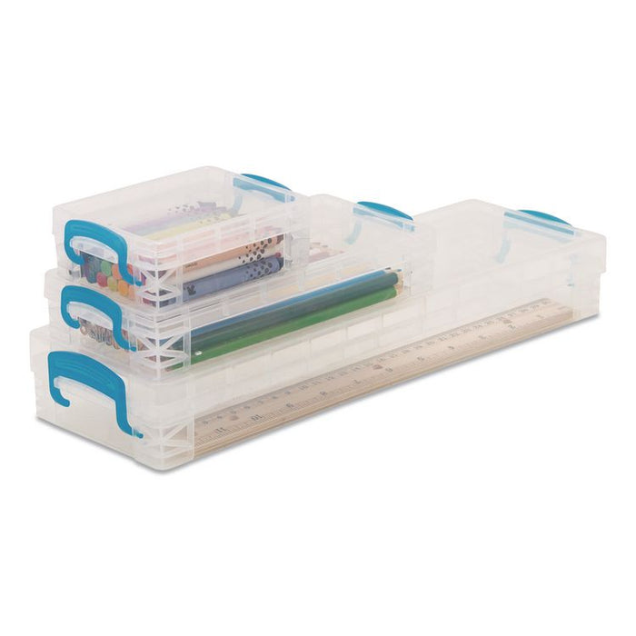 School Kit with Crayon Box, Pencil Box and Ruler Box, Clear/Blue, 3/Box
