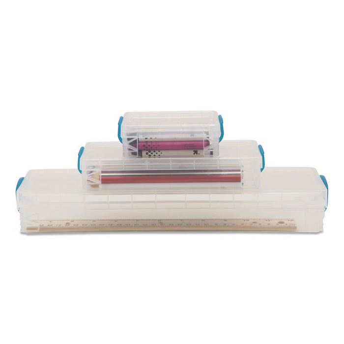 School Kit with Crayon Box, Pencil Box and Ruler Box, Clear/Blue, 3/Box