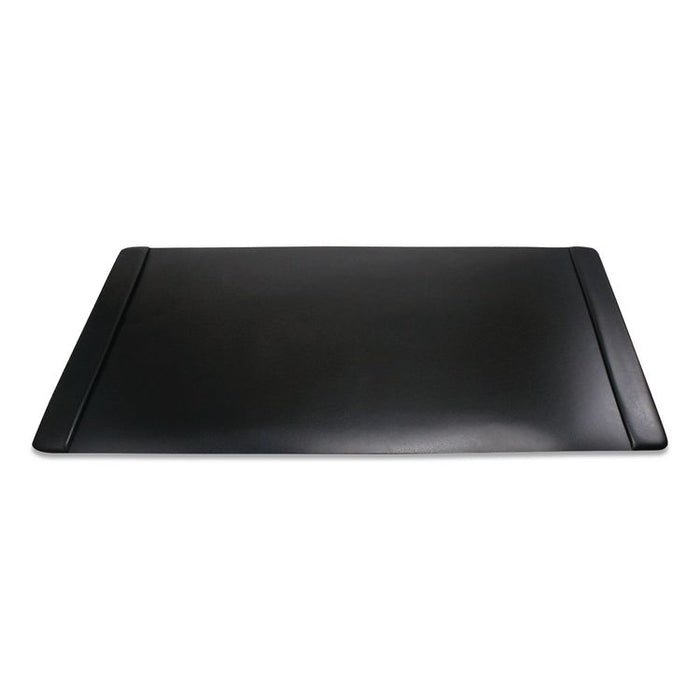 Faux Leather Desk Pad with Side Rails, 36" x 20", Black