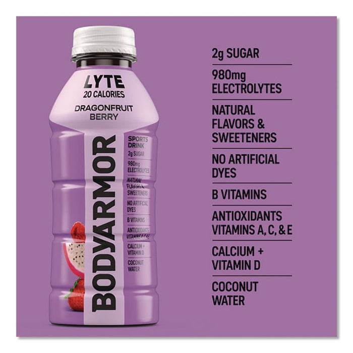 LYTE Sports Drink, Dragonfruit Berry, 16 oz Bottle, 12/Pack