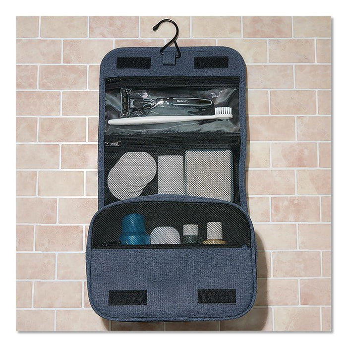 Fabric Toiletry Bag, 8.66 x 3.35 x 8.46, Blue