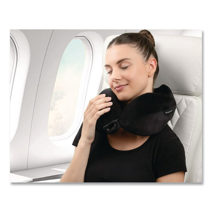 Memory Foam Fabric Travel Pillow, One Size Fits Most, 9.84 x 5.5 x 11, Black