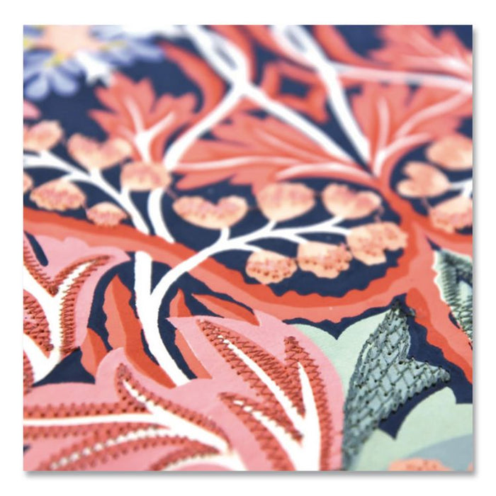 Liberty London Embroidered Cover Journal, Floral Artwork, Medium/College Rule, Green/Pink/White Cover, (50) 10 x 7 Sheets