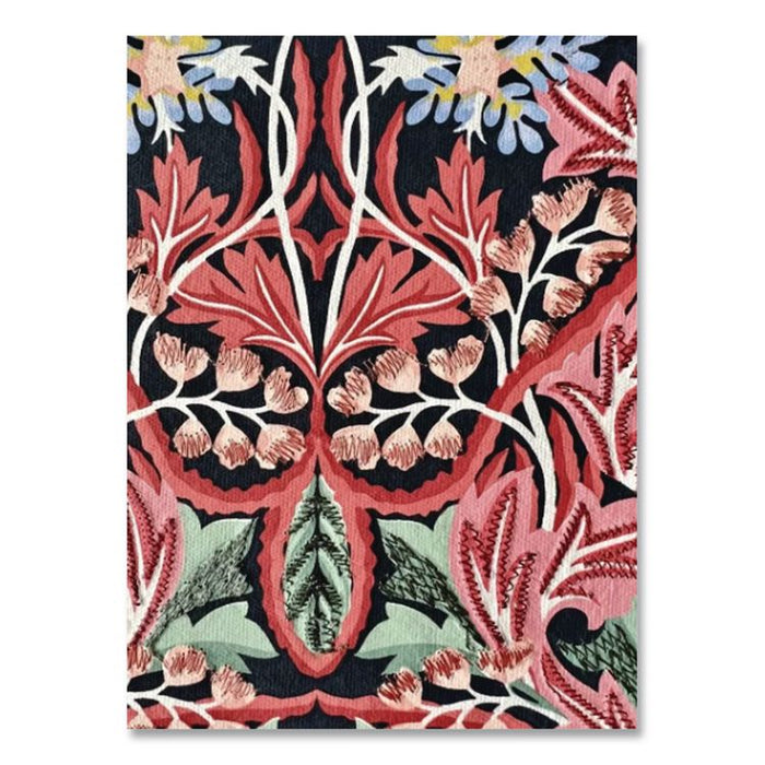 Liberty London Embroidered Cover Journal, Floral Artwork, Medium/College Rule, Green/Pink/White Cover, (50) 10 x 7 Sheets
