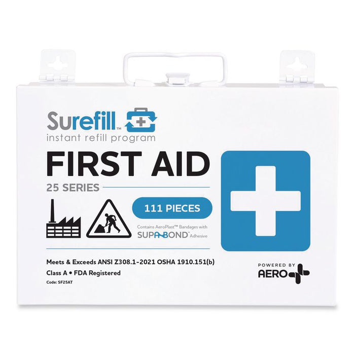 25 ANSI 2021 A+ First Aid Kit with Metal Case, 111 Pieces