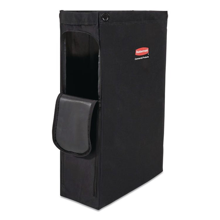 Side Load Linen Bag for Rubbermaid Commercial 2202581, 2202527, 2202587 Carts, 3.7 Bushels, 9 x 21.1 x 33, Black, 4/CT
