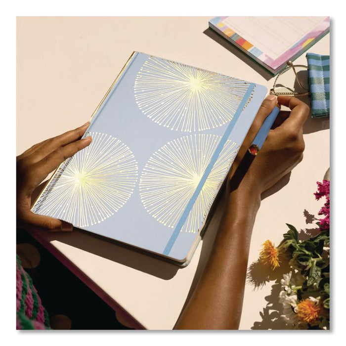 Hardcover Journal, Organics Dandelion Artwork, Narrow Rule, Sky Blue/Gold Cover, (100) 10 x 7 Sheets