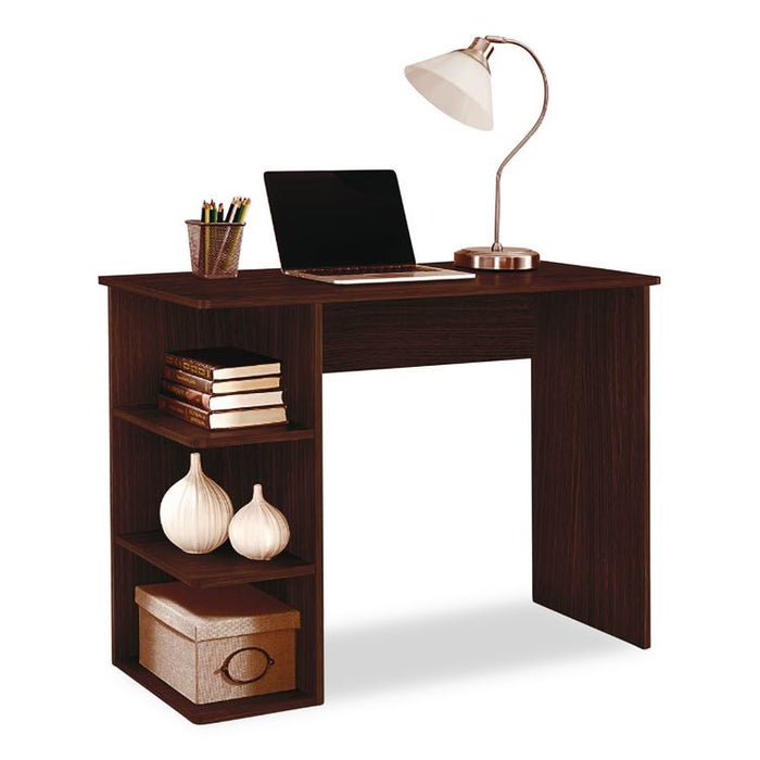 Student Desk with Bookcase, 40" x 19" x 30", Dark Wood Finish