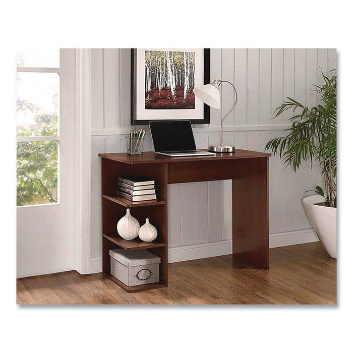 Student Desk with Bookcase, 40" x 19" x 30", Dark Wood Finish