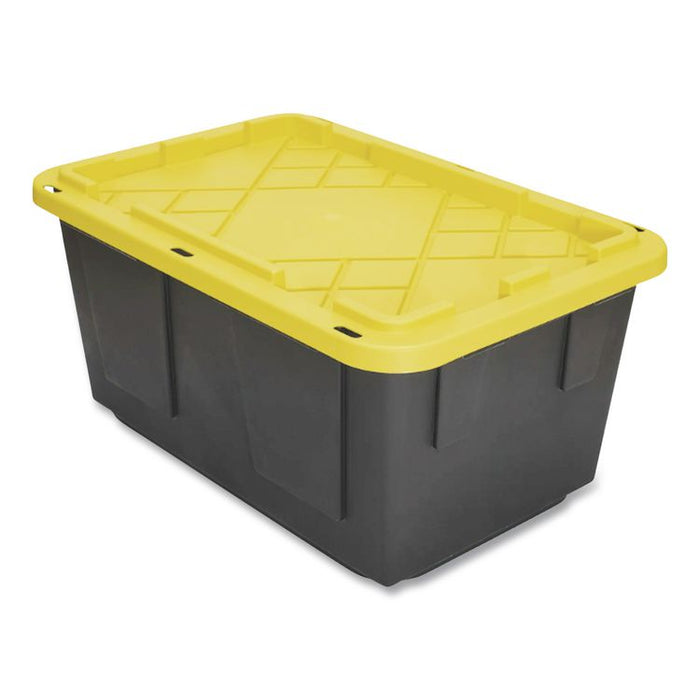 Storage Bin with Snap Lid, 108 qt, 20.5 x 30.5 x 14.7, Black/Yellow