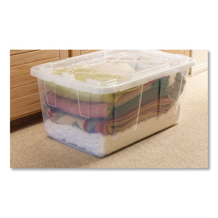 Storage Bin with Snap Lid, 20.5 x 30.5 x 14.7, Clear