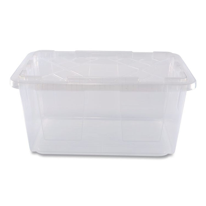 Storage Bin with Snap Lid, 20.5 x 30.5 x 14.7, Clear