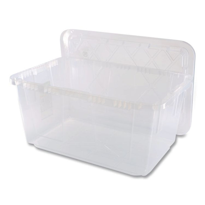 Storage Bin with Snap Lid, 20.5 x 30.5 x 14.7, Clear
