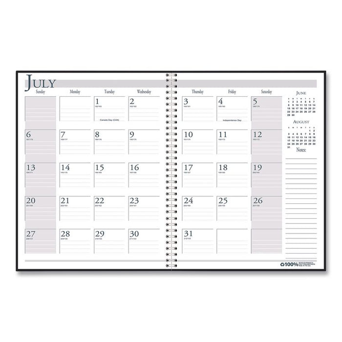 Recycled Academic Monthly Appointment Planner, 11 x 8.5, Charcoal Gray Cover, 14-Month: July 2025 to Aug 2026