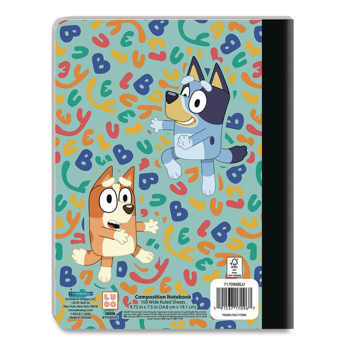 Licensed Composition Book, Bluey and Bingo, Wide/Legal Rule, Multicolor Cover, (100) 9.75 x 7.5 Sheets